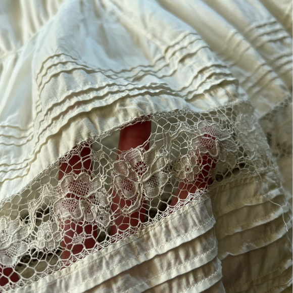 Antique Tiered Petticoat, Full Length Lace Skirt, Corset Waist - Picture 9 of 12